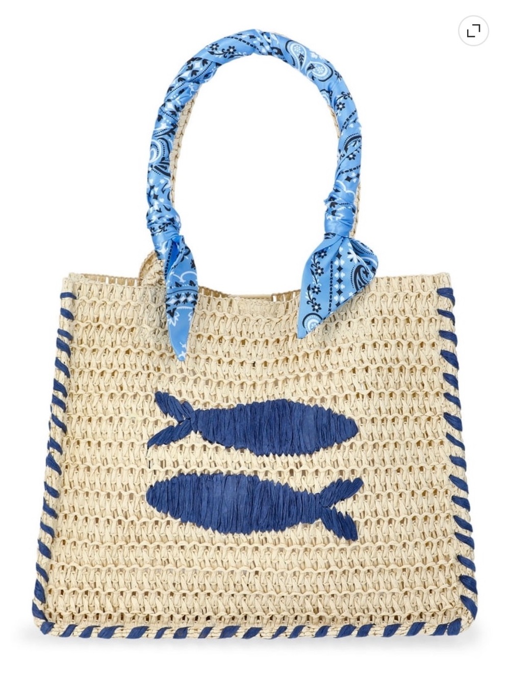 NWT No Boundaries Fish Tote Beach Summer Straw Bag Viral Influencer Bag - Picture 2 of 4